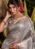 Grey Woven Party Wear Saree In Tissue