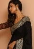 Black Banarasi Silk Saree With Woven Designs