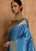 Blue Woven Pallu Saree & Blouse