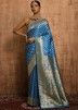 Blue Woven Pallu Saree & Blouse