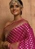 Pink Zari Woven Banarasi Satin Saree With Blouse