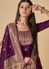 Purple Zari Woven Banarasi Silk Suit Set