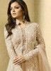 Drashti Dhami Beige Slit Style Suit In Net