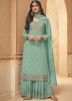 Green Embroidered Georgette Palazzo Suit Set