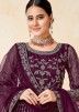 Magenta Net Anarkali Suit In Dori Embroidery