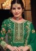 Green Embroidered Sharara Style Suit In Chiffon
