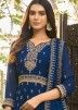 Blue Embroidered Anarkali Style Georgette Suit