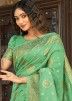 Green Zari Woven Cotton Saree With Blouse