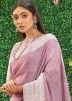 Purple Linen Woven Saree With Blouse