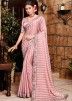 Pink Chiffon Saree In Printed Stripes