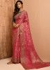 Pink Banarasi Silk Festive Saree & Blouse