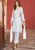 White Thread Embroidered Pant Style Suit