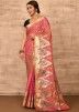 Pink Banarasi Silk Saree In Woven Patterns