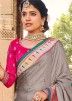 Grey Banarasi Silk Saree In Woven Designs