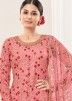 Pink Embroidered Punjabi Suit Set In Net