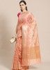 Pink Woven Saree In Banarasi Silk