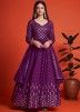 Purple Sequins Embellished Georgette Anarkali Suit