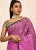Pink & Green Embroidered Saree In Half N Half Style