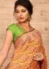 Yellow Zari Woven Floral Saree With Blouse
