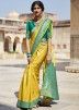 Yellow Festive Art Silk Saree With Embroidered Blouse