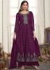 Purple Readymade Embroiderd Palazzo Suit Set