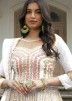 White Sequins Embroidered Anarkali Style Suit Set