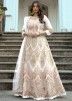 White Sequins Embroidered Anarkali Style Suit Set