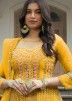 Yellow Embroidered Anarkali Suit Set In Net