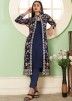 Navy Blue Embroidered Pant Suit & Jacket