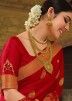 Red Bridal Zari Woven Saree With Blouse