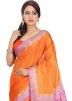 Orange Saree in Pure Tussar Silk