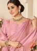 Pink Art Silk Saree With Zari Woven Motifs