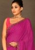 Pink Stone Embellished Saree In Art Silk