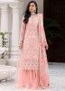 Pink Embroidered Net Sharara Style Suit