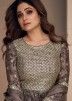 Shamita Shetty Purple Embroidered Sharara Suit In Chiffon