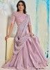 Pink Embroidered Border Pre-Stitched Satin Saree