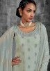 Readymade Green Embroidered Georgette Sharara Suit