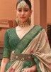 Cream Patola Silk Saree With Zari Woven Detailings