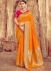 Yellow Zari Embellished Saree In Art Silk With Blouse 