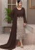 Brown & Grey Pakistani Style Embroidered Suit