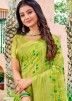 Green Digital Printed Saree With Satin Blouse