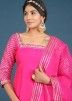 Readymade Pink Lace Embroidered Pant Suit Set