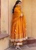 Orange Readymade Embroidered Anarkali Style Palazzo Suit