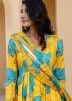 Readymade Yellow Floral Printed Cotton Anarkali Suit