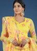 Readymade Yellow Floral Printed Organza Anarkali Suit