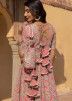Readymade Grey Floral Printed Anarkali Style Suit In Cotton