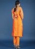 Readymade Orange Art Silk Laced Pant Suit