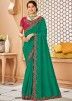 Green Embroidered Saree With Art Silk Blouse