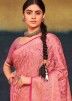 Pink Zari Woven Silk Saree & Blouse