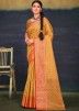 Yellow Woven Silk Saree & Blouse